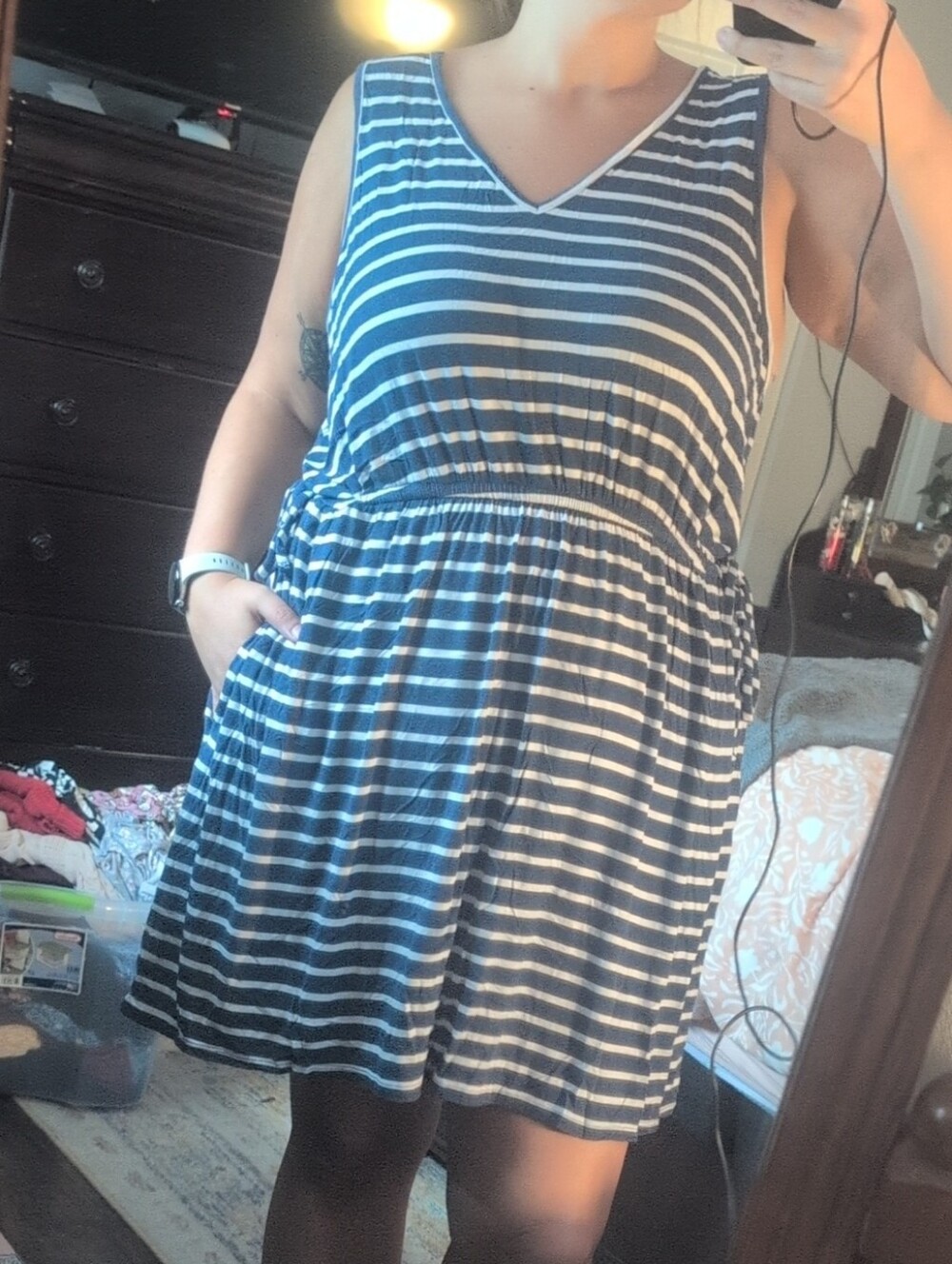 Maurices Light Blue and White Striped Top